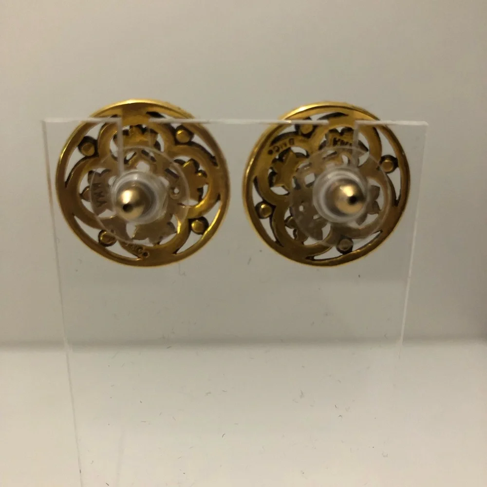 MMA Metropolitan Museum Of Art Gold-Tone Floral Knot Round Stud Earrings